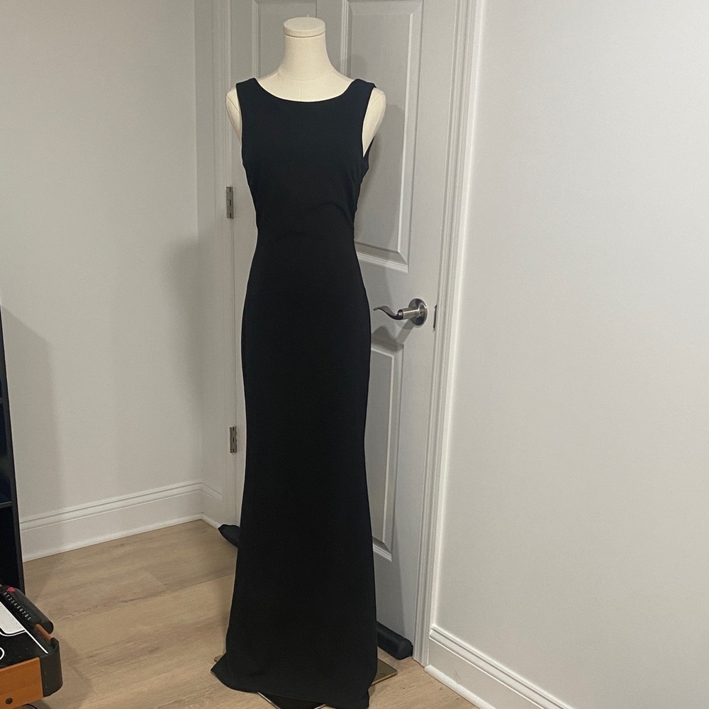 Lulu's Black Sleeveless Sheath Maxi Dress Scoop Neck
